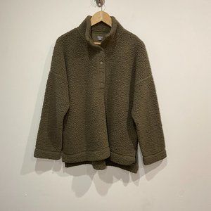 Aerie Womens' Olive Green Teddy Bear Pullover Sweatshirt Size Medium